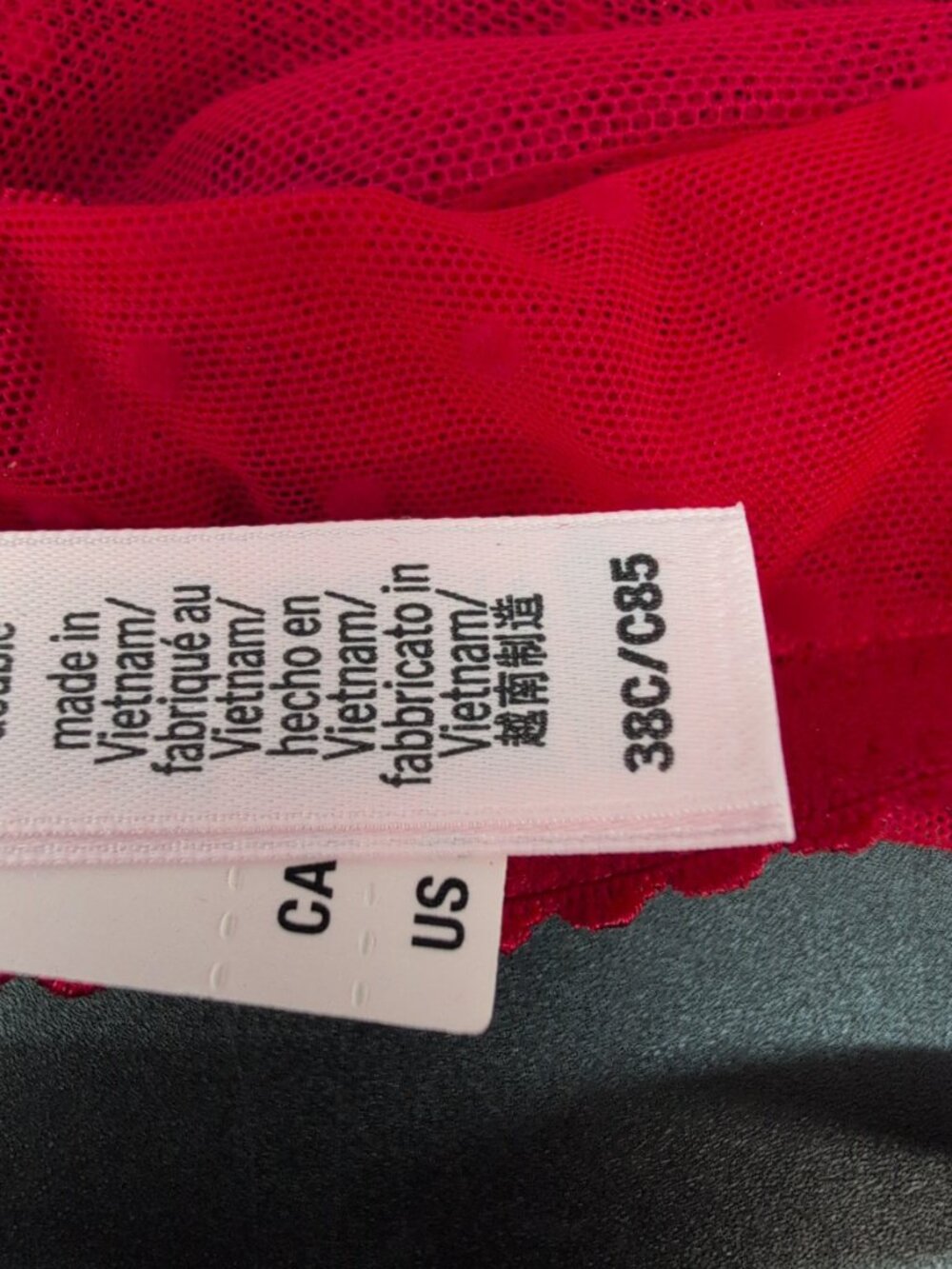 Victoria's Secret Jingle Bells Mesh Unlined Demi Bra Lipstick Red 38C NWT - Picture 9 of 11